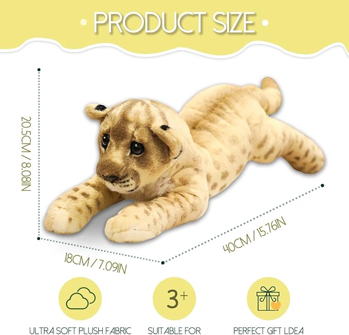 Lion Stuffed Animal 15.8" Stuffed Lion Plush Stuffed Animal Realistic Large Stuffed Cougar Plush Toys Safari Animals Cute Plushies Birthday Gifts for Kids Boys Girls