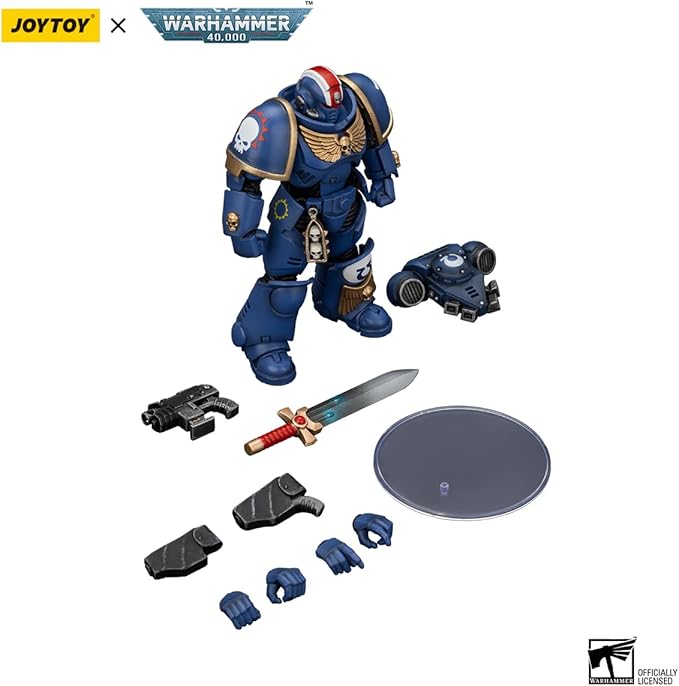 JoyToy Warhammer 40K Ultramarines Heroes of The Chapter Primaris Lieutenant Erastus 1:18 Scale Action Figure Mecha Joy Toy Collection Model 4.76in