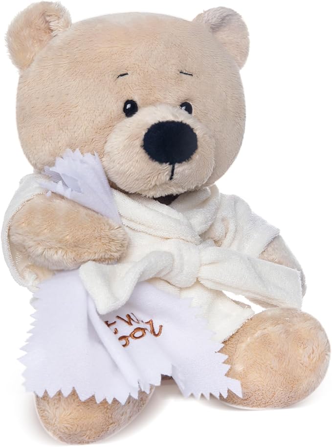 My OLi 9" Teddy Bear Stuffed Animal Plush Toys Soft Bear Dressed in Bathrobe with Soothing Towel “Get Well Soon” Soft Plush Bear Toy Bedtime Gifts for Baby Kids Girls Boys，Beige