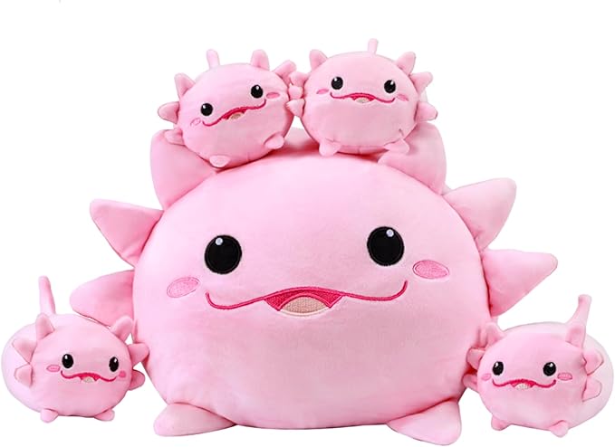 Axolotl Plush Cute Axolotl Stuffed Animal with 4 Baby Soft Pillow Valentine's, Birthday Gift for Girls Boys Kids Decor