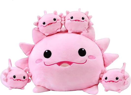 Axolotl Plush Cute Axolotl Stuffed Animal with 4 Baby Soft Pillow Valentine's, Birthday Gift for Girls Boys Kids Decor