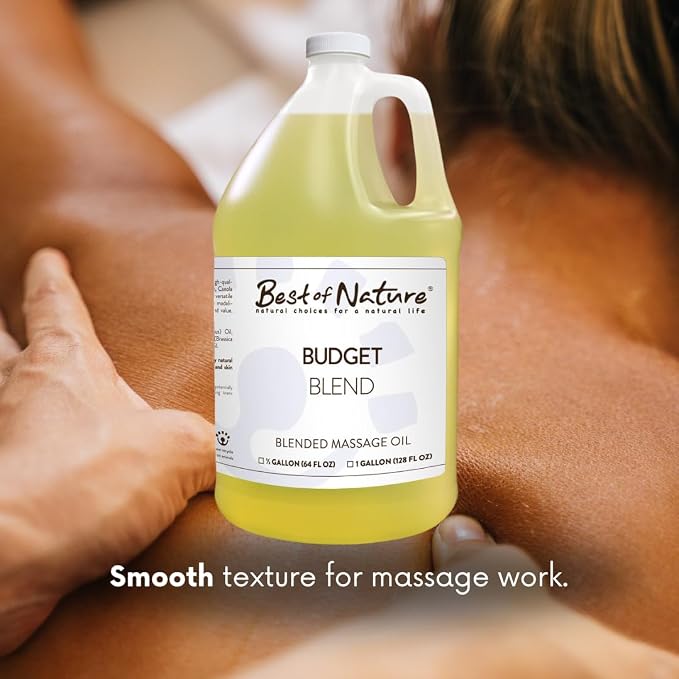 Best of Nature Budget Blend Massage & Body Oil - Affordable, Lightweight Moisturizer for Therapists & Spas, Gallon (128 fl oz) Bulk Size