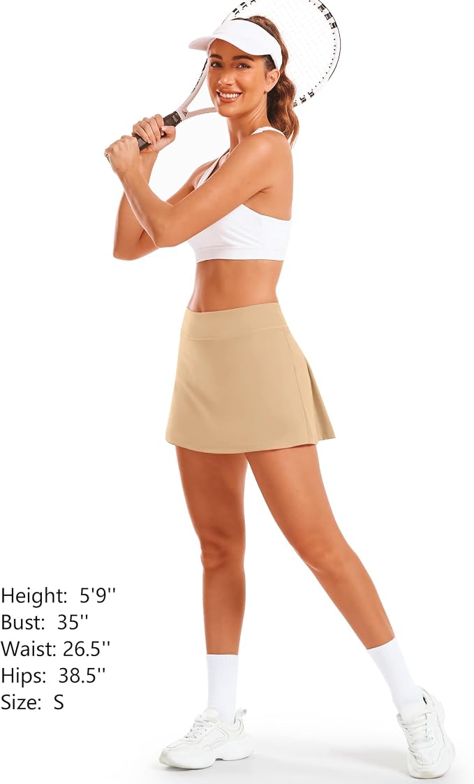 Stelle Women Tennis Skirt High Waisted Athletic Golf Skorts with Pockets | Tummy Control, Built-In Shorts, Deep Pockets, Pleated, Breathable, Lightweight, Tennis, Golf, Pickleball, Running, Workout