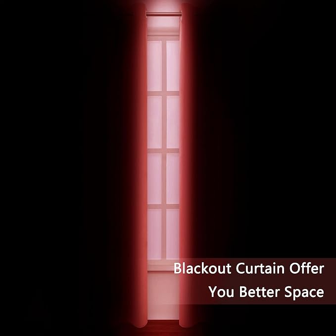 LEMOMO Blackout Curtains 38 x 84 inch/Bright Red Curtains Set of 2 Panels/Thermal Insulated Room Darkening Bedroom Curtains