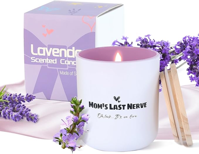 Mom's Last Nerve Funny Gifts Candle for Mom, Lavender Scented Candle from Daughter Son, Soy Wax Jar Candles Long Lasting Mother's Day