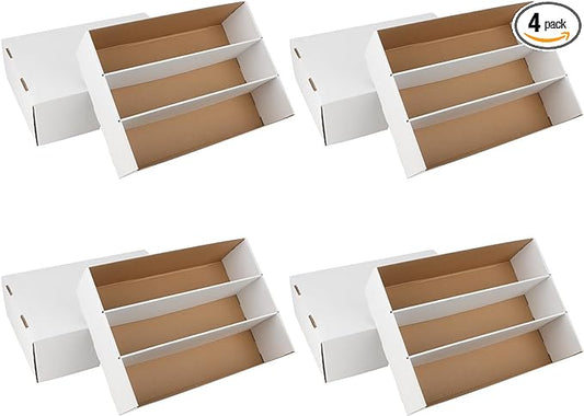 4 Pack Trading Card Storage Box, 2340 Count Card Storage Box White Sports Cards Storage Box Card Organizer Box Trading Card Box for Storing Protecting and Organizing Soccer Basketball Game Cards