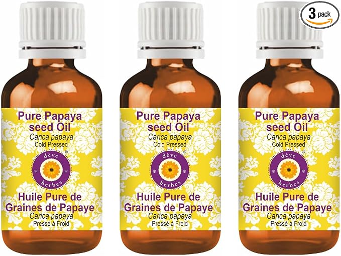 dève herbes Pure Papaya Seed Oil (Carica Papaya) Cold Pressed (Pack of Three) 100ml X 3 (10 oz)