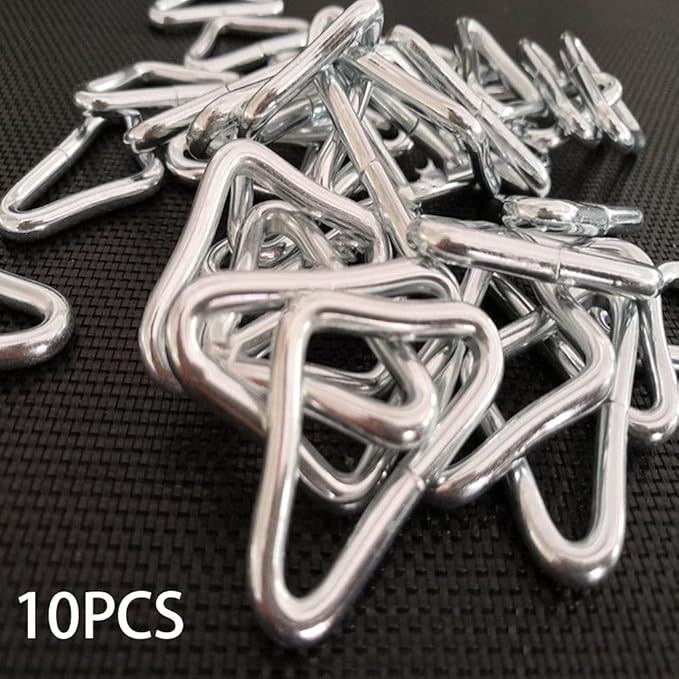 Tookie Trampoline Triangle Buckle, 10pcs High Strength Erosion Resistance Metal Triangle Ring Buckle V-Rings for Trampoline Replacement Repair
