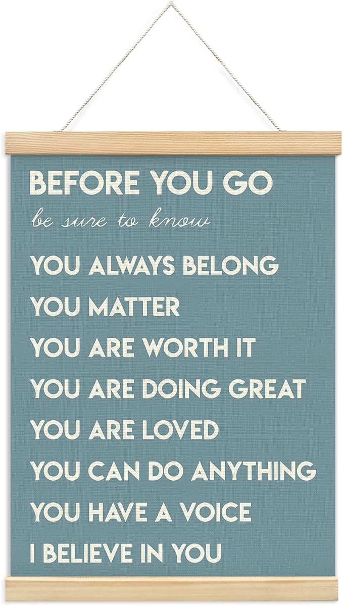 foedor Blue Health Positive Classroom Office Wall Art Decor,12x16 Inch | Affirmations Inspirational Therapist Nurse Wall Art Decor for Kids Teen Girls Room Playroom Wall Decor Wood Posters Framed