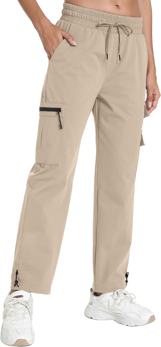 Rrosseyz Women's Hiking Pants with Pockets - Lightweight Water Resistant Joggers Cargo Pants for Casual Travel Golf Outdoor
