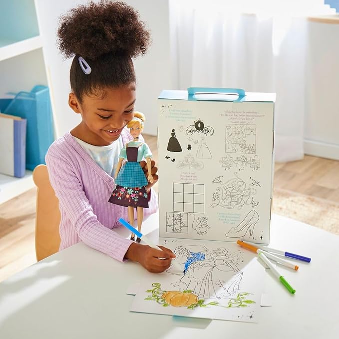 Disney Store Girl's Princess Story Doll (Cinderella) 11 Inches, Includes Coloring Book and Additional Dress, Princess Doll in Classic Outfit, Princess Toys
