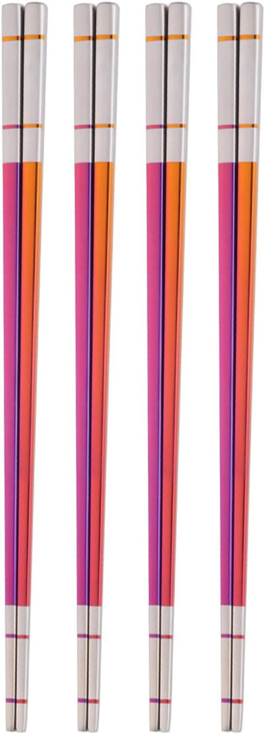 Reusable Stainless Steel Chopsticks,Dishwasher Safe , Easy to Use(4 PCS,Dazzling red)