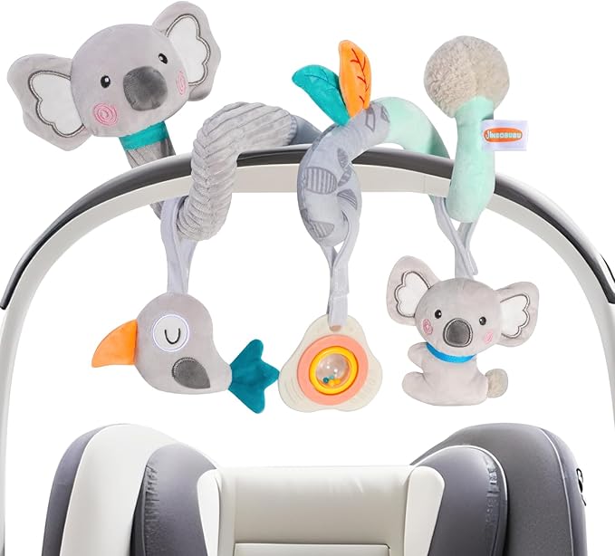 Car Seat Toys Baby Toys 0-3 Month Developmental, Stroller Toy Infant Toys 0-6 Months Newborn Toys, Carseat Toy for Infants 0-12 Months with Little Bird, Koala, Teether