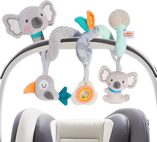 Car Seat Toys Baby Toys 0-3 Month Developmental, Stroller Toy Infant Toys 0-6 Months Newborn Toys, Carseat Toy for Infants 0-12 Months with Little Bird, Koala, Teether