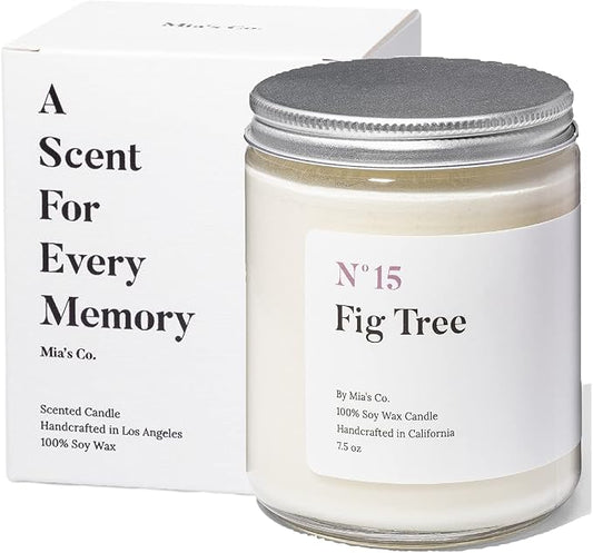 | Scented Luxury Soy Wax Candle | Handcrafted in USA | N15 Fig Tree | Long Lasting Burning for Stress Relief 7.5 oz