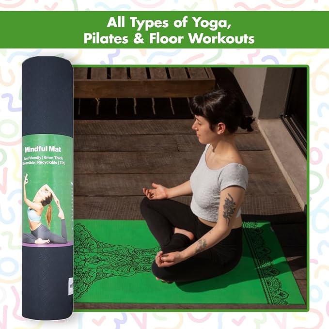 HOME ARCHIVE Premium Yoga Mat 6mm Print Reversible Extra Thick and Large Non Slip Exercise & Fitness Mat for All Types of Yoga Pilates & Floor Workouts (78" x 24" x 6mm Thick)