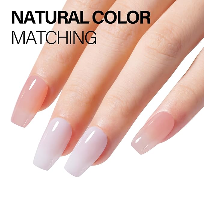 AILLSA Dip Powder Translucent Nail Dipping Powder Jelly Nude Salmon Pink | Dip Powders Colors for DIY Manicure Salon at Home Easy to Use Nail Powder for Valentine's Day Gift (1 Oz)
