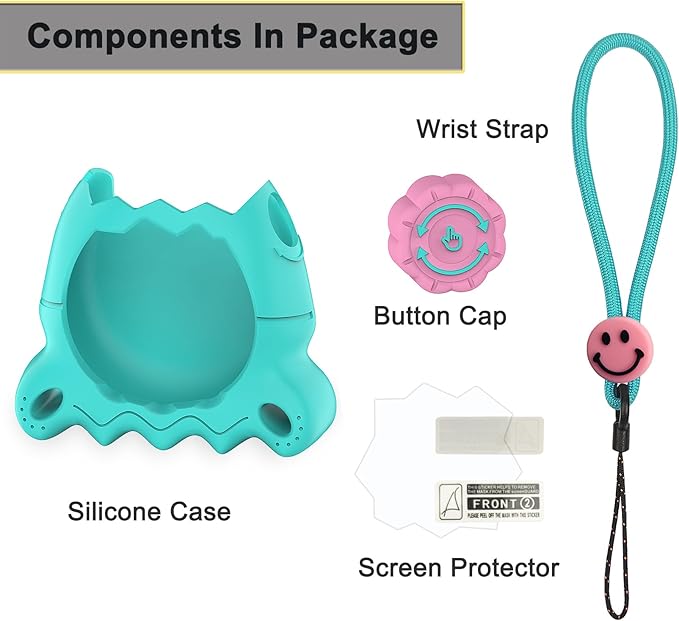 Silicone Case for Tamagotchi Paradise with Button Cap, Protective Cover with Screen Protector and Lanyard for Tamagotchi Paradise Pet Accessories (Jade Forest)