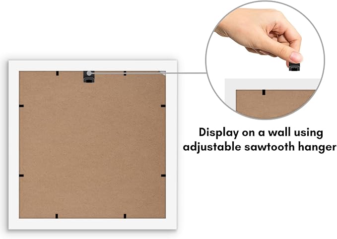 Americanflat 10x10 Picture Frame - Matted to 8x8 - Engineered Wood - White | Shatter-resistant glass, sawtooth hangers included, fits photos, posters and art