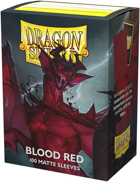 Dragon Shield | Standard Size Card Matte Sleeves | 100 CT - Smooth & Tough Premium TCG Sleeves | Compatible with Pokemon, Flesh & Blood, One Piece & Magic the Gathering | Blood Red - Matte
