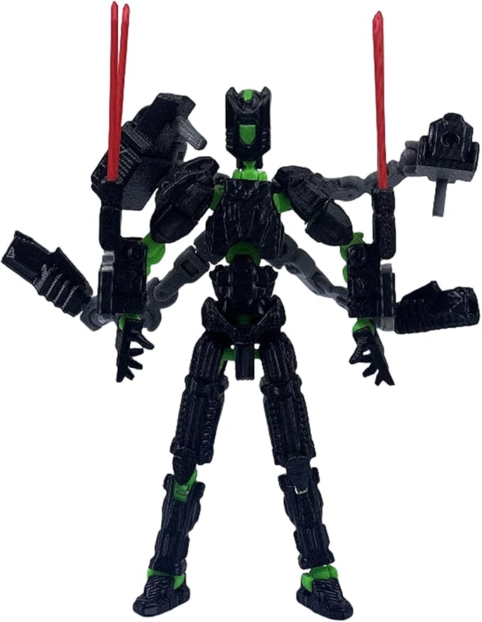 Assembly Completed T13 Action Figure,3D Printed Multi-Jointed Movable, Nova 13 Action Figures Desktop Decorations for Game Lovers Toy (Black Green)