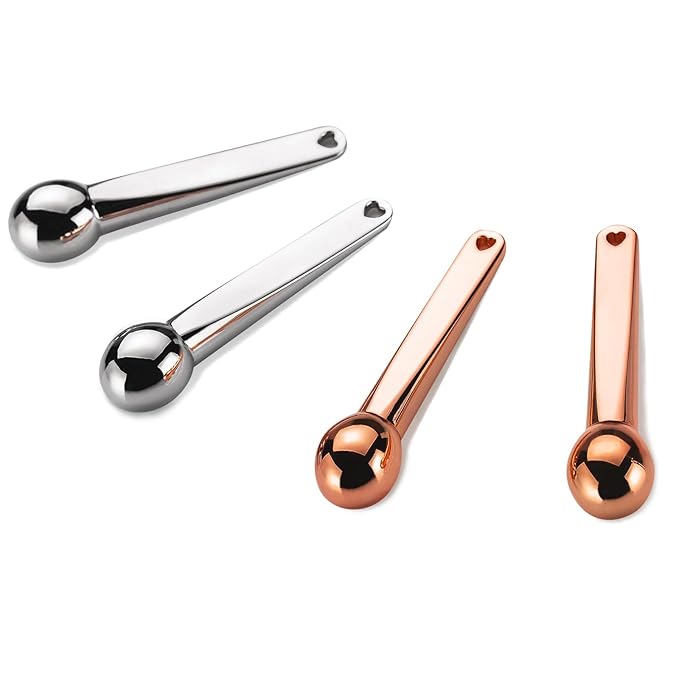 Lisapack 4 Pack Metal Eye Cream Applicator, Eye Serum Roller Ball Massager Stick for Reduce Depuffer, Massage (Silver&Rose Gold)