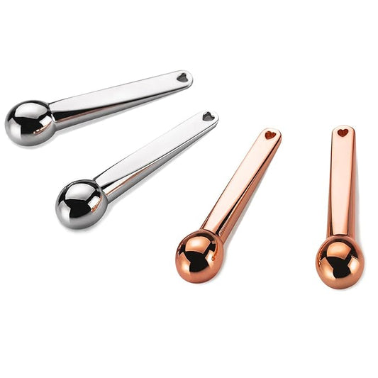 Lisapack 4 Pack Metal Eye Cream Applicator, Eye Serum Roller Ball Massager Stick for Reduce Depuffer, Massage (Silver&Rose Gold)