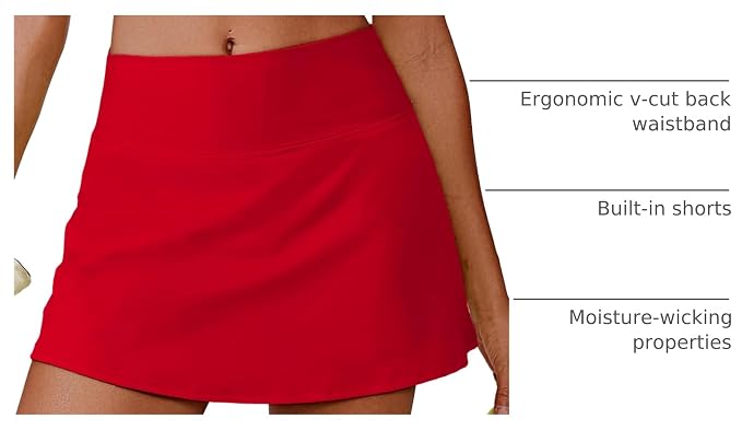 PINSPARK 14" Womens Tennis Skirt High Waisted Golf Skort with 2 Pockets | Built-in Shorts, A Line, Tummy Control, Stretchy, Casual, Mini, Workout, Pickleball, Running, Skort for Woman