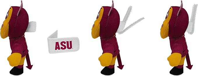 Bobbi-Dobbiez Attachable Plushie Arizona State University Sparky Mascot – Attaches to Backpacks, Bags, Shoes, Water Bottles, and More