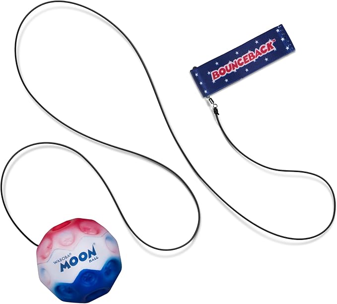 Waboba Bounceback Returning Stars and Stripes Hyper Bouncy Balls, Extreme Bounce and Fun, Super High Bouncing Ball for Active Play and Outdoor Games