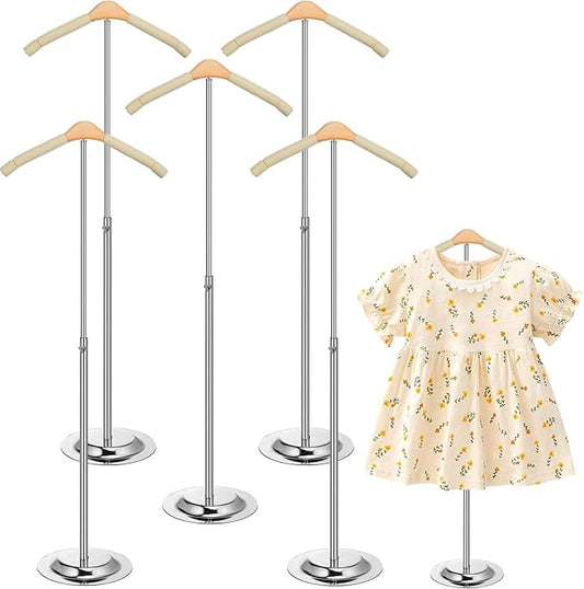 Huaerle 5 Pcs Child T Shirt Display Stand Adjustable Clothes Rack Display Flexible Shoulder Stand Portable Clothes Hanger Clothing Hanging Rack for Garment Coat Retail Vendor, Height 16-27.9In