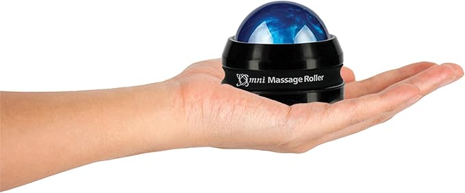 Core Products Omni Massage Ball Manual Roller Massager for Self Massage Therapy Tool, Black Cap - Blue