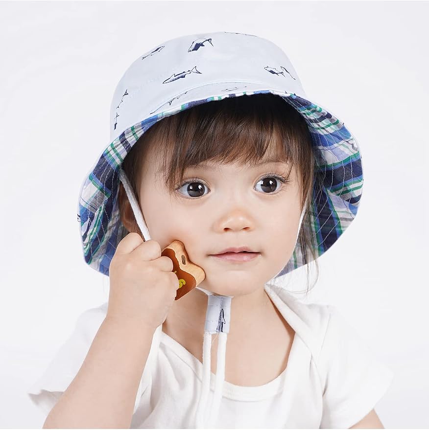 Baby Sun Hat UPF 50+ Sun Protective Toddler Bucket Hat Summer Kids Beach Hats Wide Brim Outdoor Play Hat for Boys Girls