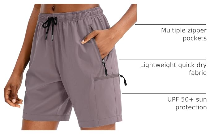 SANTINY Women's 5''/ 7''/9'' Hiking Cargo Shorts Quick Dry Lightweight Summer Shorts for Women Athletic Golf Zipper Pockets