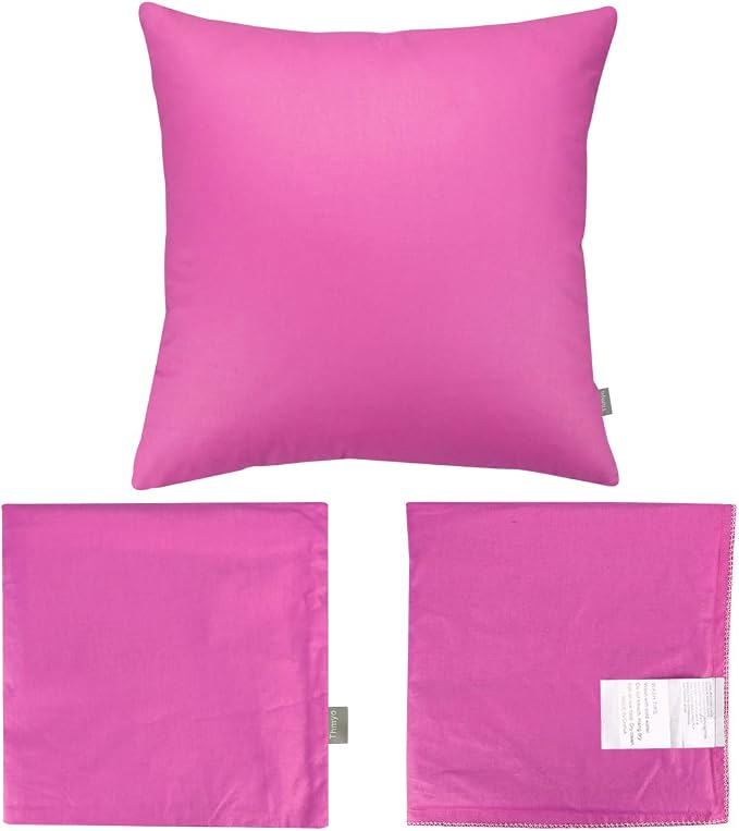 Thmyo 4-Pack 100% Cotton Comfortable Solid Decorative Throw Pillow Case, Square Cushion Cover Pillowcase Sublimation Blank Pillow Covers DIY Throw Pillowcase for Sofa(20x20 inch/ 50x50cm,Rose red)