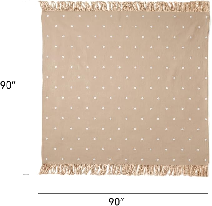 100% Cotton Boho Throw Blanket for Home Decor – Classic Farmhouse Quilt Bedding, Muslin Blankets for Adults, Vintage Woven Decorative Blanket for Couch, Bed Layering Use, Classic Dotted, 90"x90"