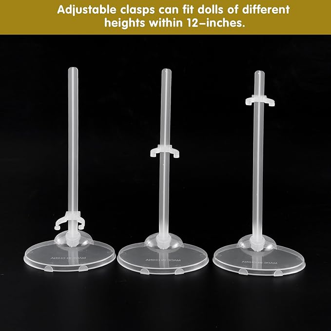 E-TING Transparent Dolls Holder Stand Support for 9inches-12inches Dolls - Pack of 10