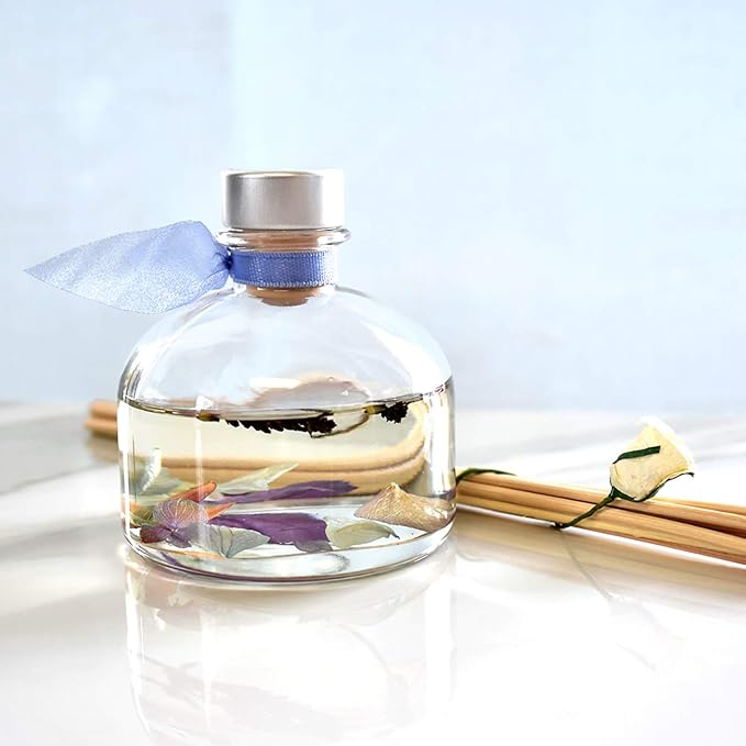 Reed Diffuser Set, Calm Spanish Blue Lavender Scented Oil Diffuser with Sticks, Home Fragrance Accessories for Bathroom Shelf Decor, Aroma Diffusers for Home or Office Desk, USA Made