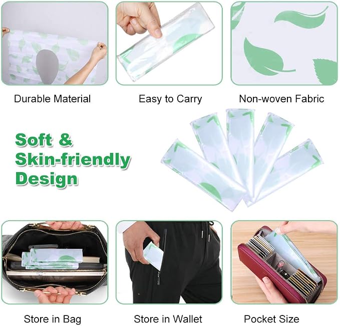 Toilet Seat Covers Disposable, Famard Extra Large Portable Potty Seat Covers for Toddlers, Soft and Waterproof Travel Potty Training Seat for Kids with Individually Wrapped (18 Packs) Green leaf