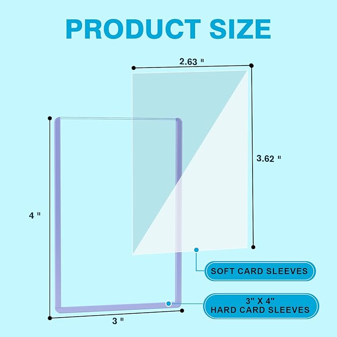 600 Plastic Trading Card Protector - 300 Hard Card Sleeves and 300 Soft Card Sleeves, 35pt Rigid 3"x4" Card Holders, Clear Open-Top Card Sleeve, Fits Standard Trading, Baseball, Sport, Game Cards