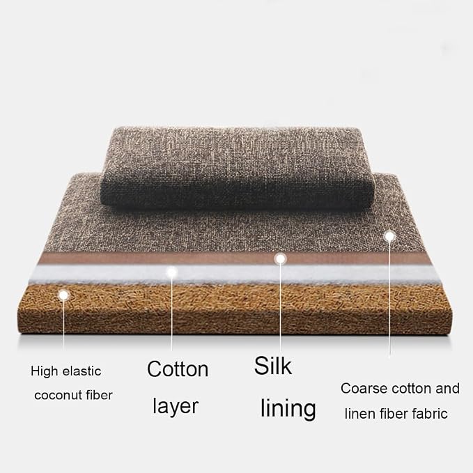 Portable Foldable Meditation Cushion Mat Set with Washable Cotton Linen Cover, Larger Yoga Mat Bolster Floor Pillows Seating for Adults Meditation Accessories coffee-80CM