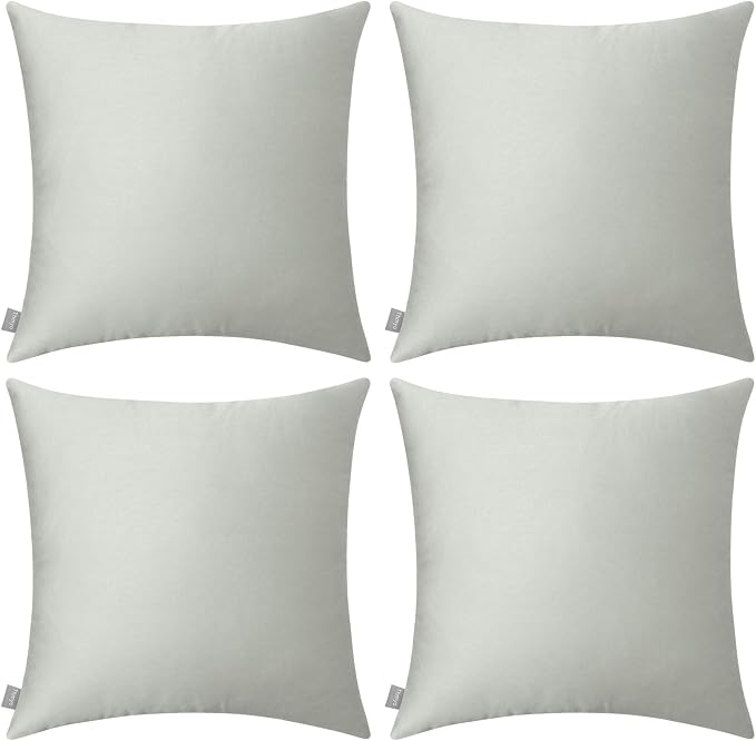 Thmyo 4-Pack 100% Cotton Comfortable Solid Decorative Throw Pillow Case Square Cushion Cover Pillowcase Sublimation Blank Pillow Covers DIY Throw Pillowcase for Sofa Bedroom(20x20 inch/ 50x50cm,Grey)