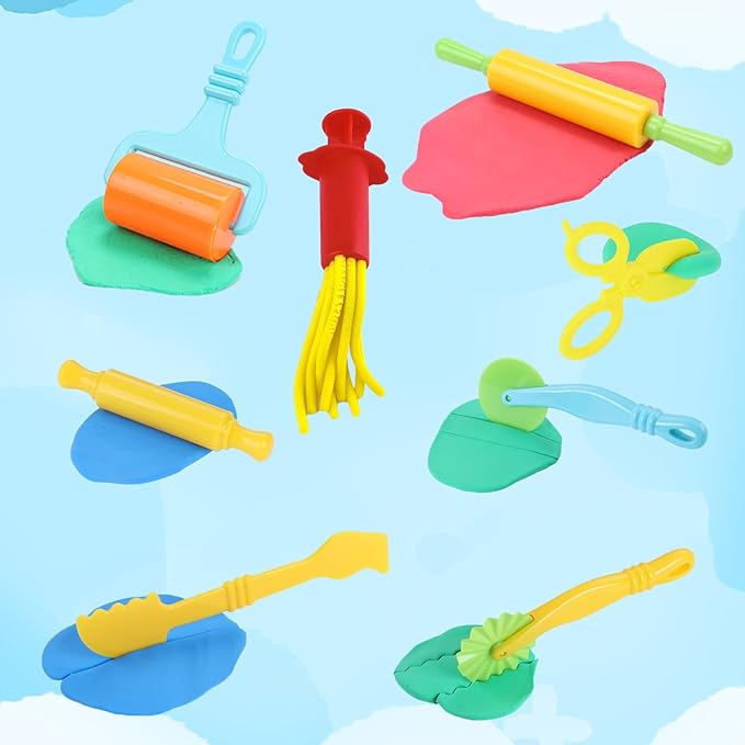 144 PCS Dough Tools Set for Kids Ages 3-8 – Includes Letter & Number Cutters, Animal Cutters, Dinosaur Molds, Extruder, Scissors, Rollers, Dough Mat, Storage Bag