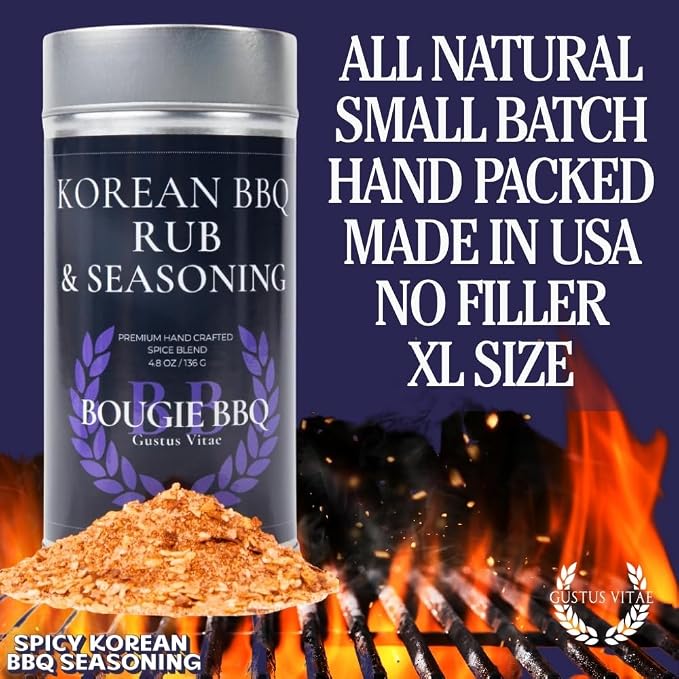 Gustus Vitae | Spicy Korean BBQ Seasoning | Natural Small Batch Gourmet Mix | Gourmet Spice Blend | Non GMO | No MSG | No Fillers | Handmade in USA | Magnetic Tin | Small Batch | All Natural