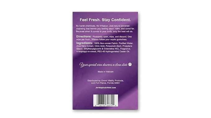 Maiden For Her Wet Wipes, PLANT-BASED, Gentle w/Purified Water, pH-Balanced Feminine Cleansing Wipes, Individually Wrapped, Paraben-Free, Flushable and Mild Fragrance