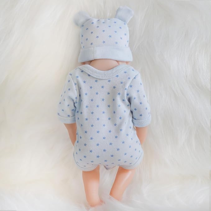 ENA Reborn Baby Doll Realistic Silicone Vinyl Baby 10 inch Weighted Soft Body Lifelike Doll Gift Set for Ages 3+ (Blue Star boy, 10 inch)