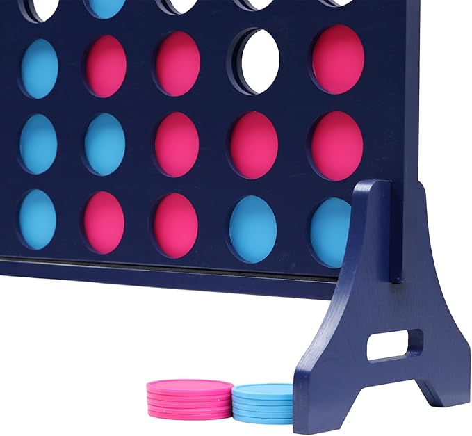 Tailgating Pros Premium Navy Giant Four in a Row with Carrying Case - Jumbo Oversized Outdoor Yard Game - Connect Multiple Pucks in a Row to Win - Many Puck Colors Available!