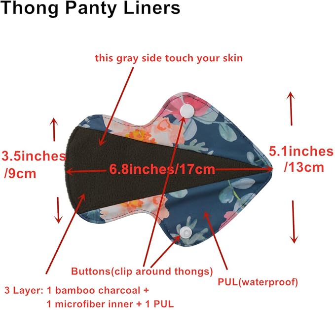 5 Thong Panty Liners 1 Wet Bag Cloth Menstrual Pads Sanitary Reusable Washable (Scales Pack)