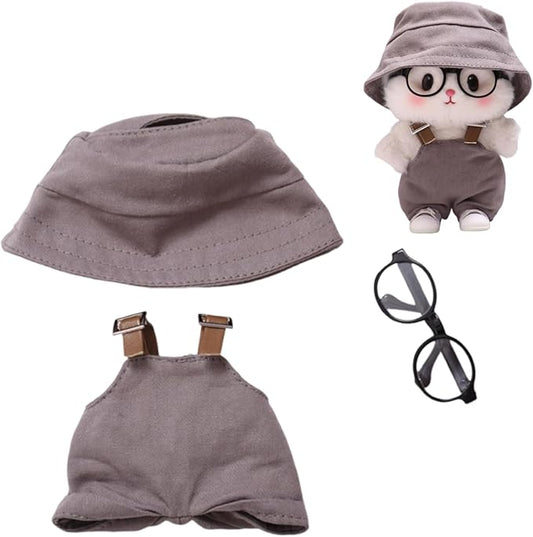 3 Set 17 cm Doll Clothes - 6.7 Inches Cute Dolls Dress - Premium Fashion Accessories, Doll Clothes+Overalls+Glasses Style Bundle,Gifts for Lovers (Style-K)