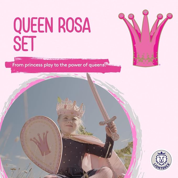 Liontouch - Queen Rosa Foam Sword, Shield & Crown for Girls - Age 3-8 Years | Durable & Safe Set in Medieval Style for Pretend Play | Toy Weapons & Battle Accessories for Dress Up & Royal Costumes